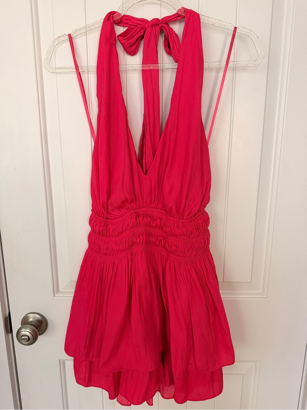 Boutique Hot Pink Halter Romper Dress